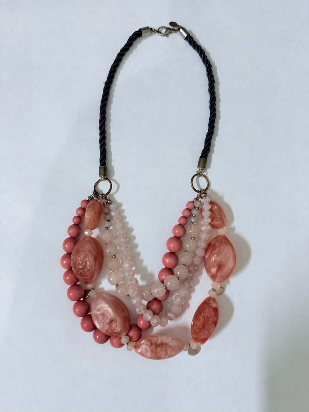 Multi-Strand Pink Bead Statement Necklace